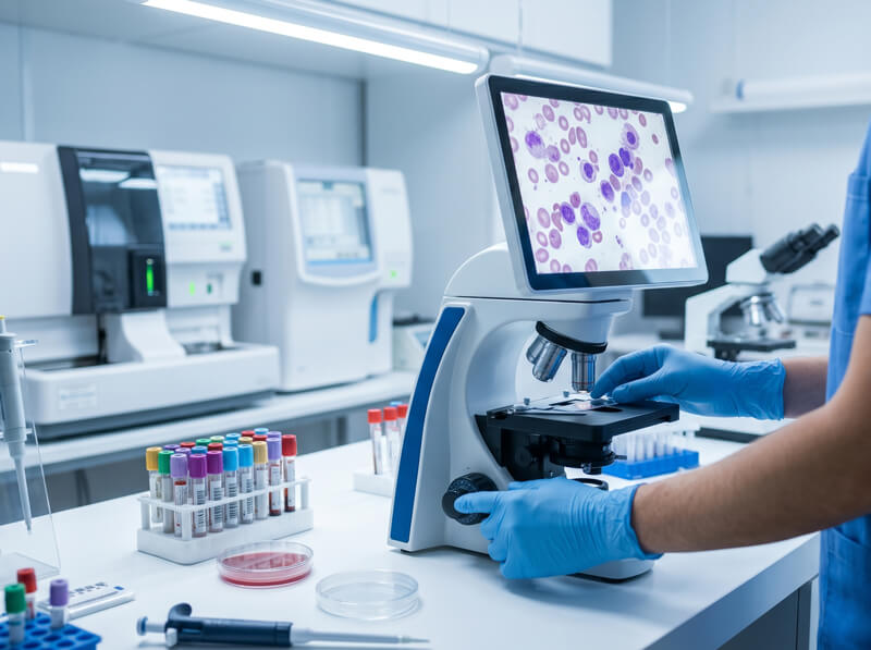 In-house diagnostic laboratory testing at Angel City Animal Hospital